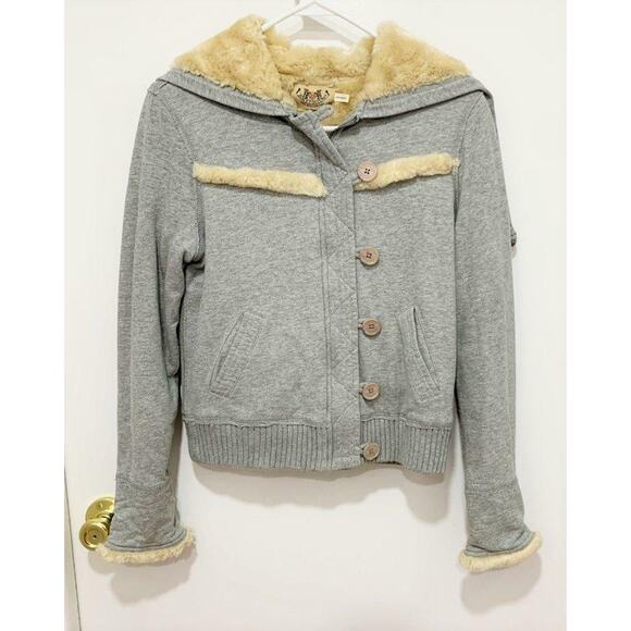 Juicy Couture Jackets & Blazers - Juicy Couture Gray Faux Fur Lined CoatJacket Size Medium